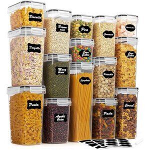 Airtight Food Storage Containers Set with Lids, 15pcs BPA Free Plastic Canisters